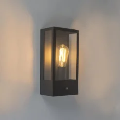 QAZQA buitenlampen met sensor rotterdam zwart e27