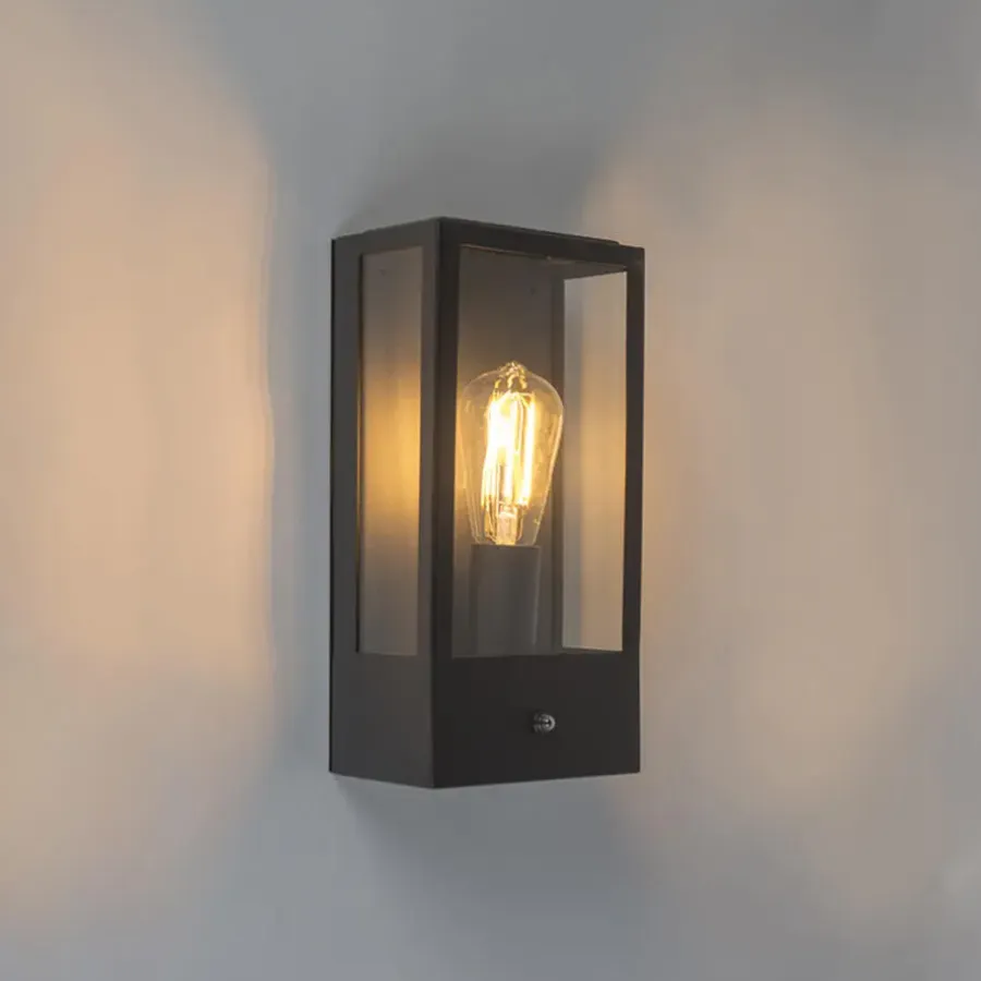 QAZQA buitenlampen met sensor rotterdam zwart e27