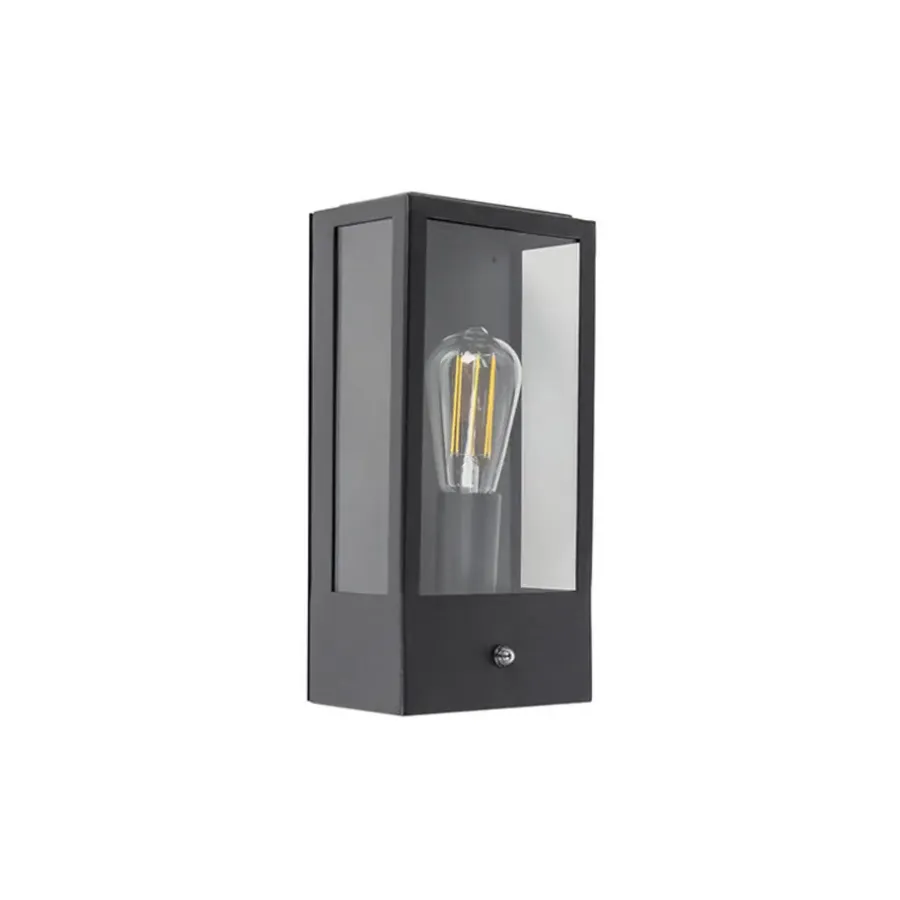 QAZQA buitenlampen met sensor rotterdam zwart e27