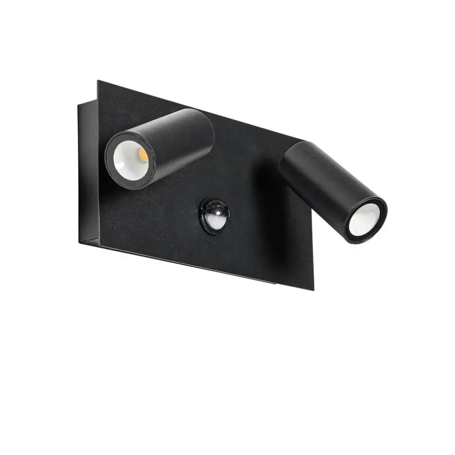 QAZQA buitenlampen met sensor simon zwart geïntegreerde led