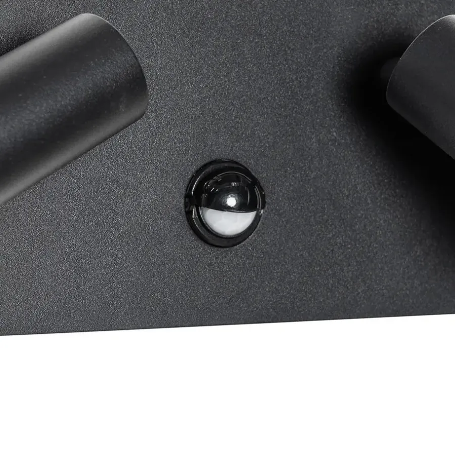 QAZQA buitenlampen met sensor simon zwart geïntegreerde led