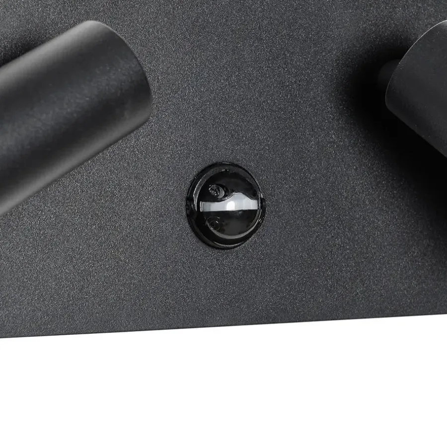 QAZQA buitenlampen met sensor simon zwart geïntegreerde led