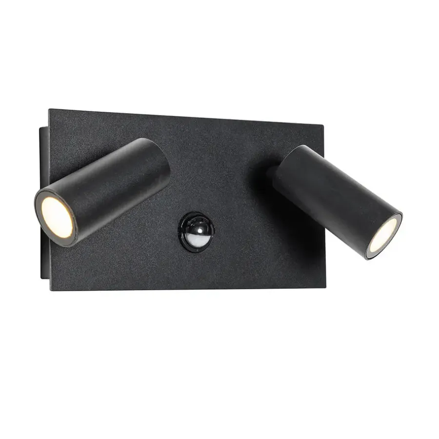 QAZQA buitenlampen met sensor simon zwart geïntegreerde led