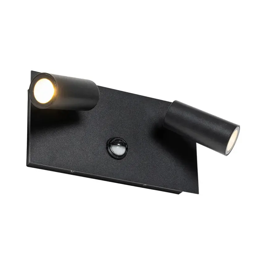 QAZQA buitenlampen met sensor simon zwart geïntegreerde led