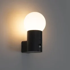 Buitenverlichting|Wandlampen-QAZQA buitenlampen met sensor huma zwart e27