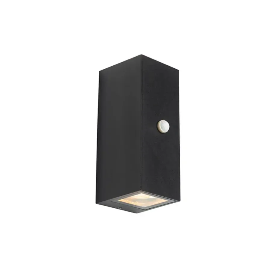 Buitenlampen Met Sensor|Wandlampen-QAZQA buitenlampen met sensor baleno zwart gu10