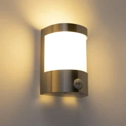 Wandlampen-QAZQA buitenlampen met sensor mira zilverkleurig e27