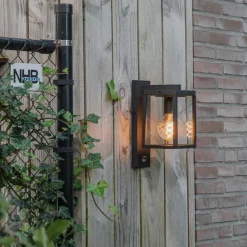Wandlampen-QAZQA buitenlampen met sensor charlois zwart e27