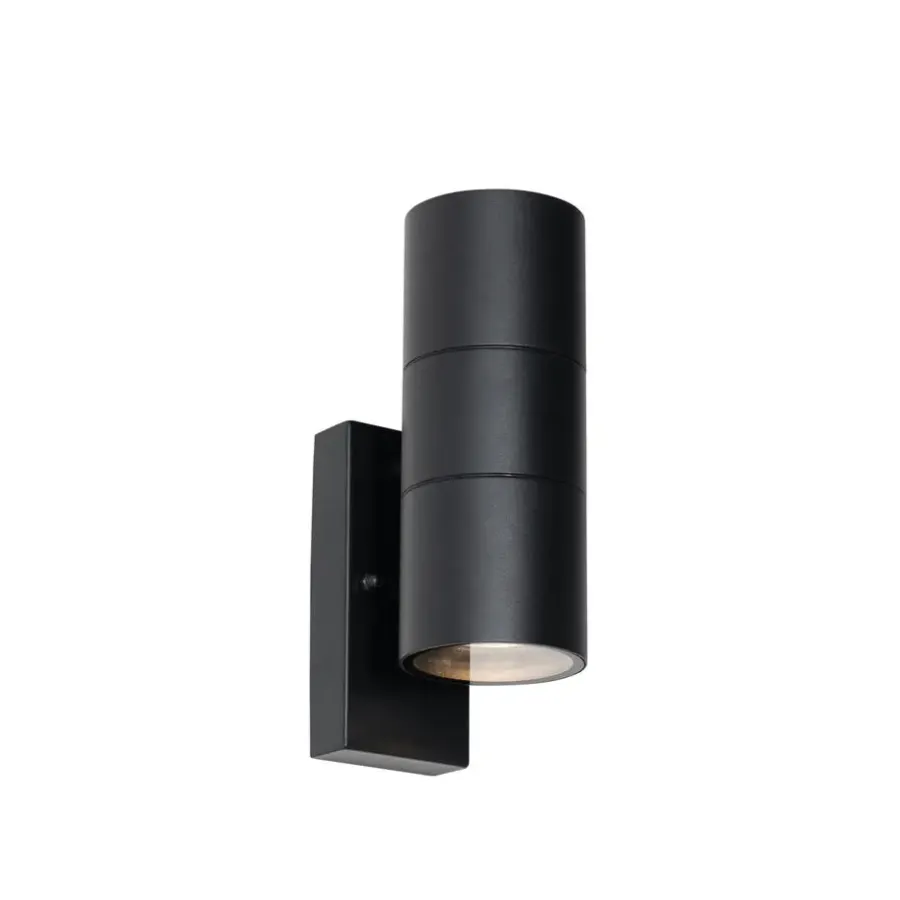 Wandlampen-QAZQA buitenlampen met sensor duo zwart gu10