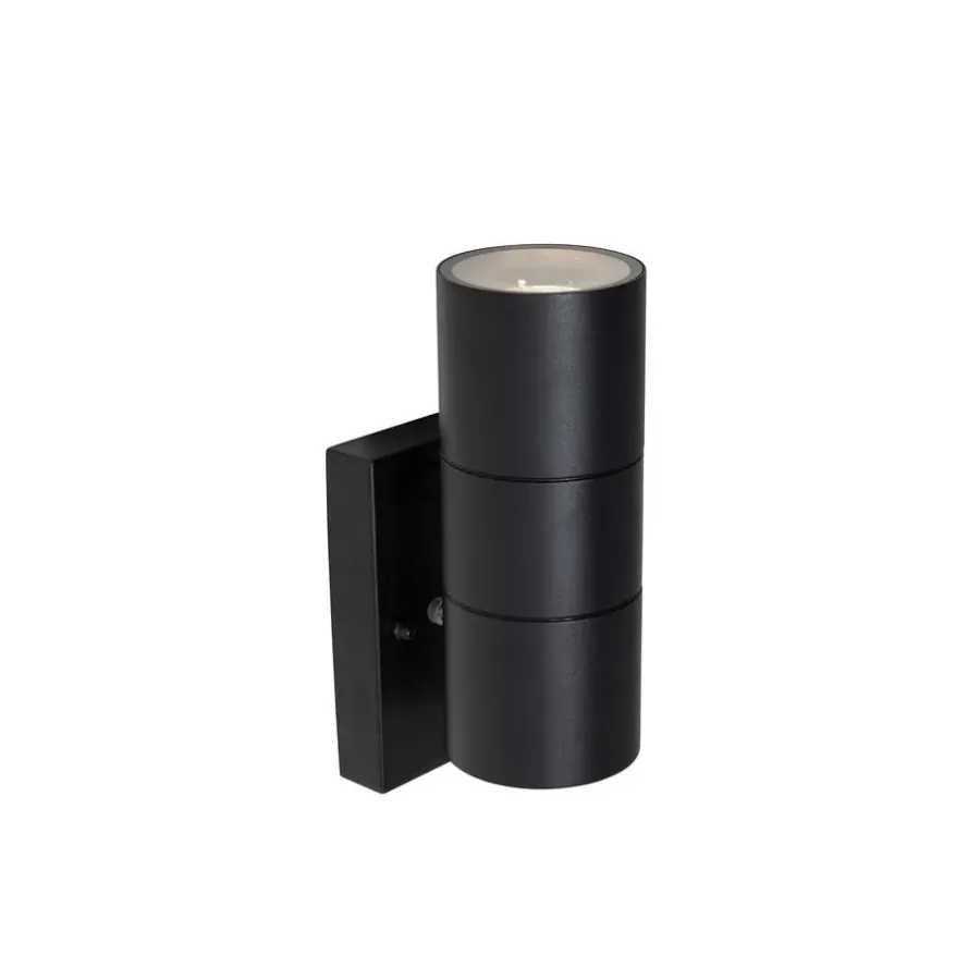 Wandlampen-QAZQA buitenlampen met sensor duo zwart gu10