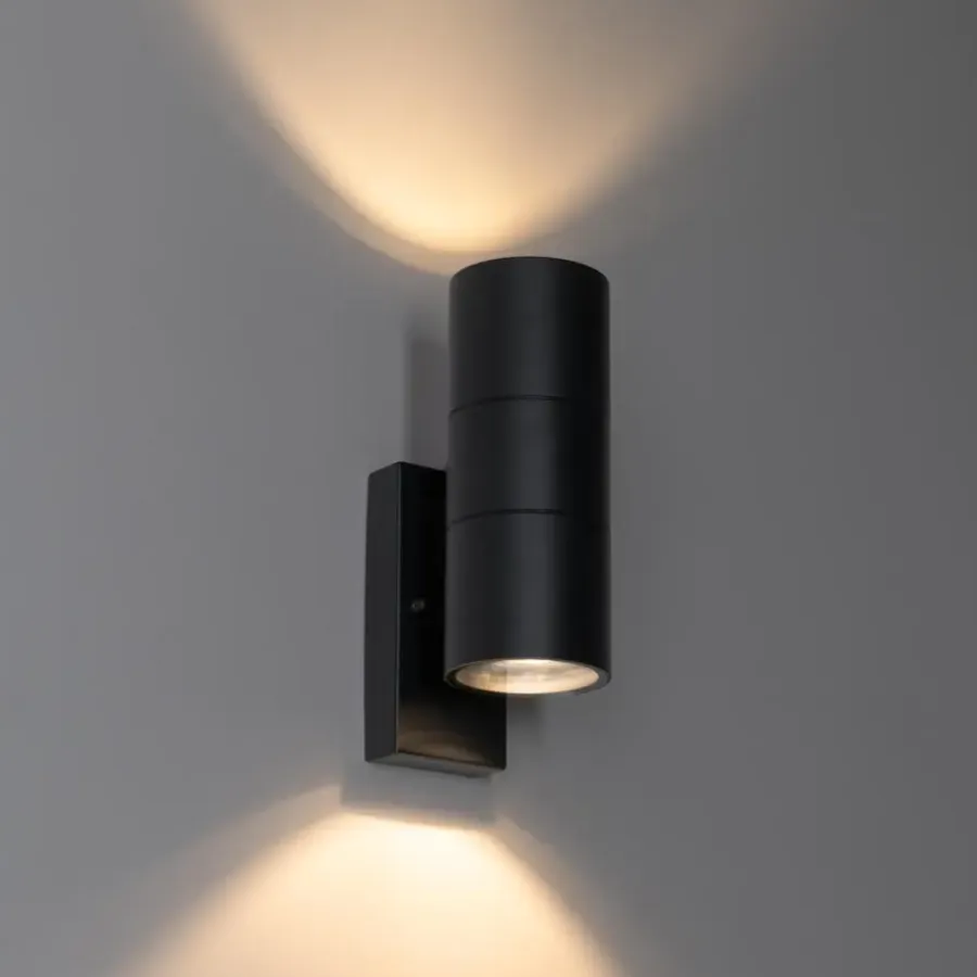 Wandlampen-QAZQA buitenlampen met sensor duo zwart gu10
