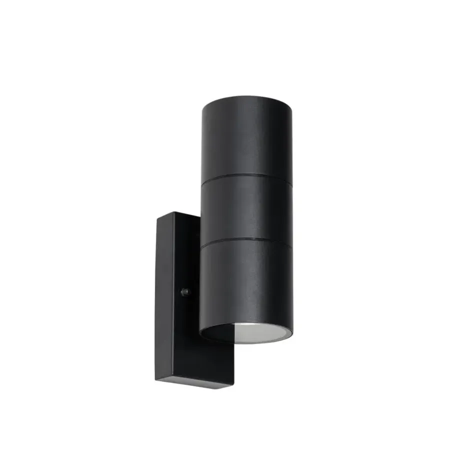Wandlampen-QAZQA buitenlampen met sensor duo zwart gu10