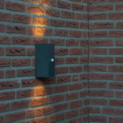 Buitenlampen Met Sensor|Wandlampen-QAZQA buitenlampen met sensor baleno grijs gu10