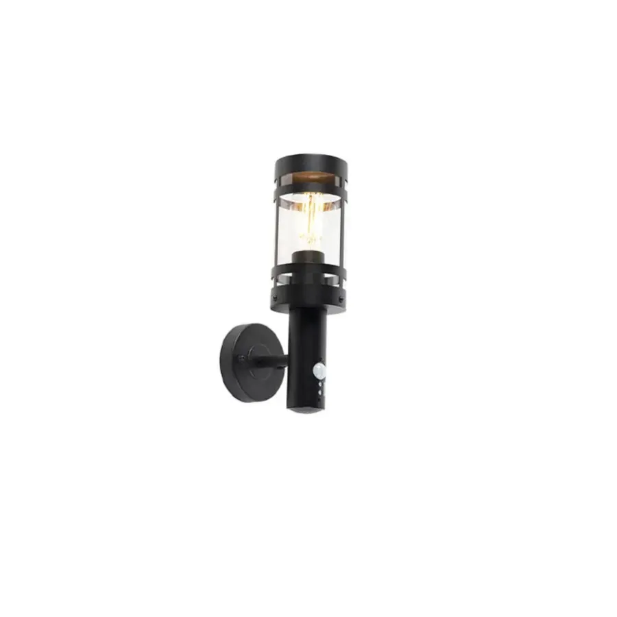 QAZQA buitenlampen met sensor gleam zwart e27