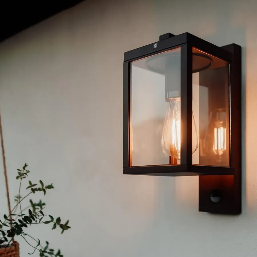 Wandlampen-QAZQA buitenlampen met sensor charlois bronskleurig e27