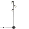 Staande Lampen-QAZQA Design vloerlamp zwart 3-lichts verstelbaar - Mesh - Zwart