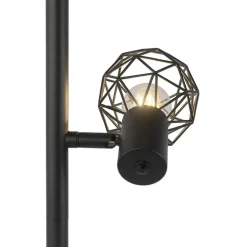 Staande Lampen-QAZQA Design vloerlamp zwart 3-lichts verstelbaar - Mesh - Zwart