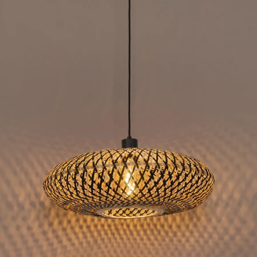 QAZQA hanglampen ostrava zwart e27