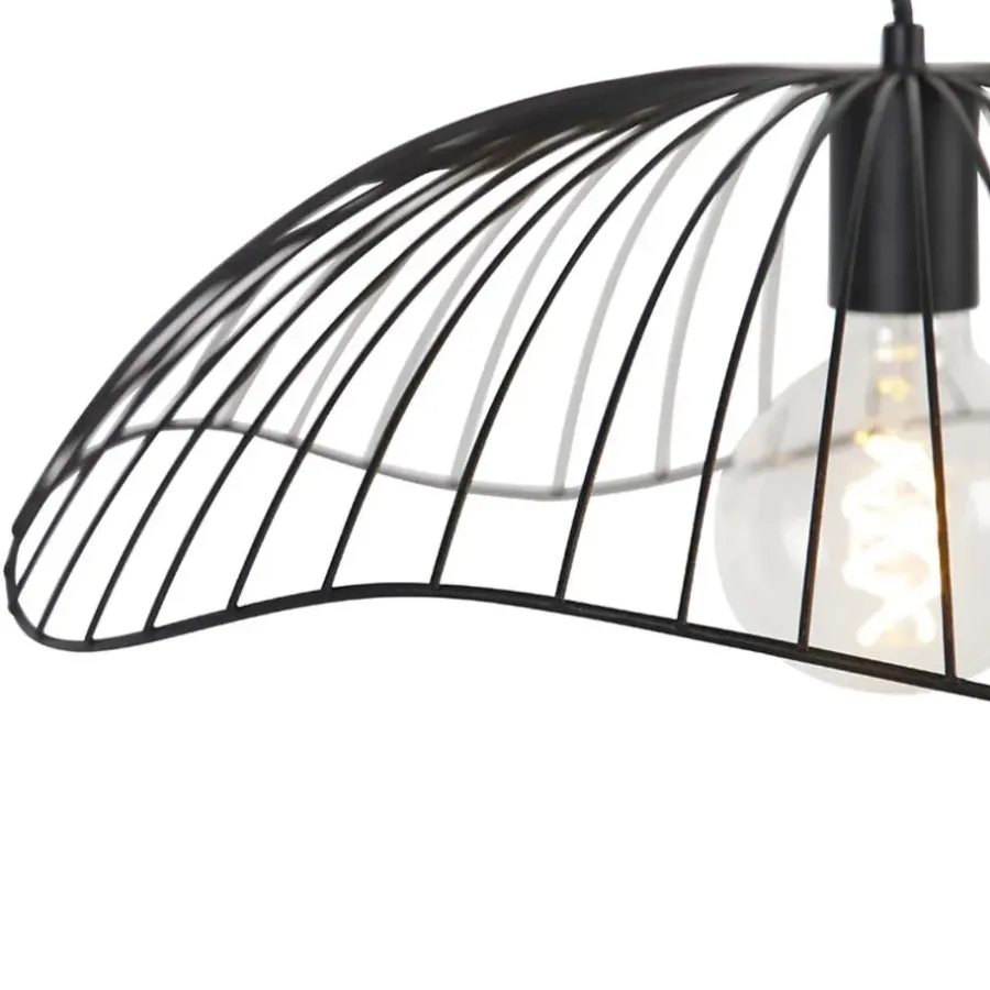 QAZQA hanglampen pua zwart e27