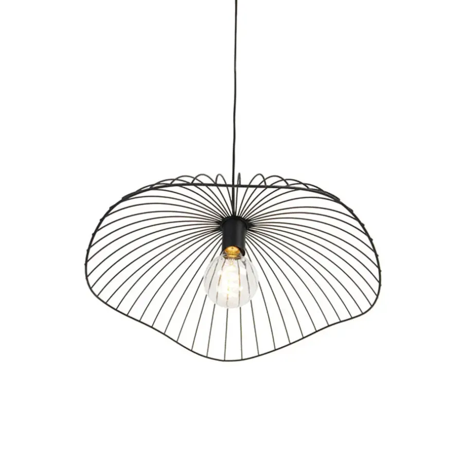 QAZQA hanglampen pua zwart e27