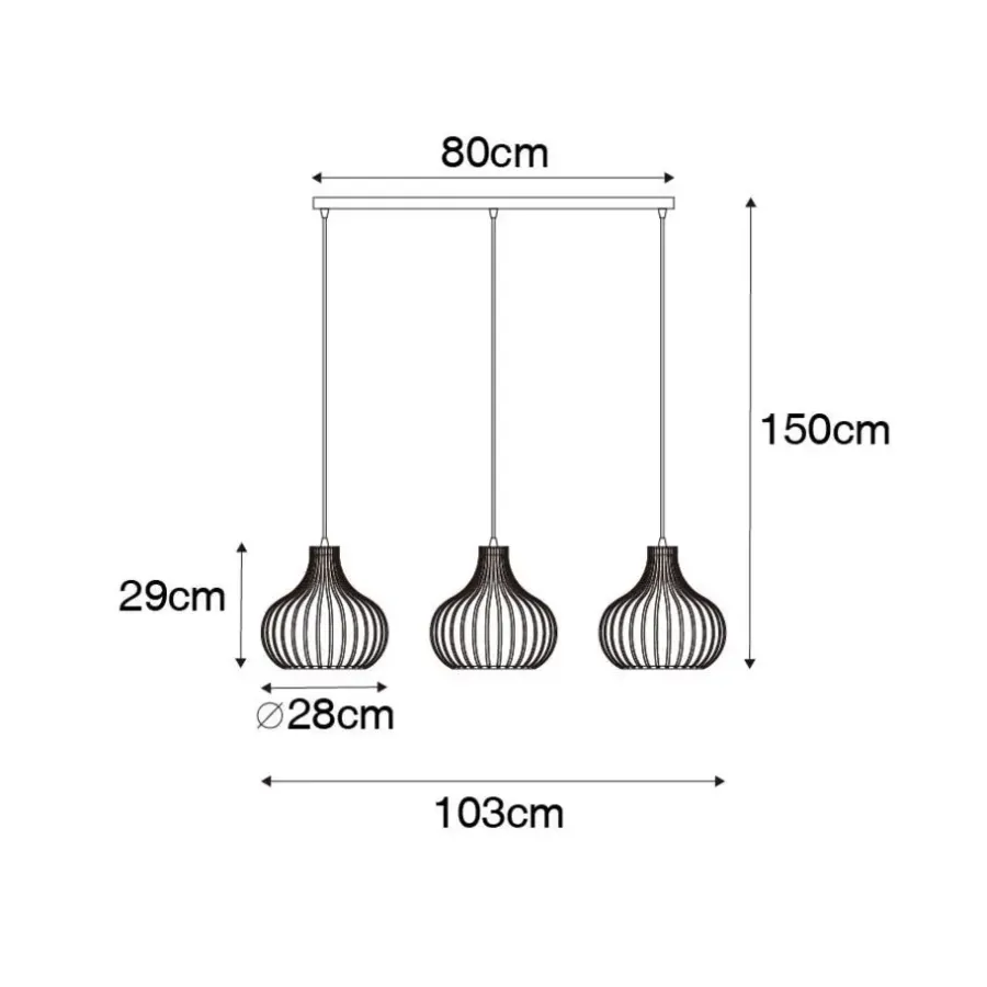 QAZQA hanglampen saffira zwart e27