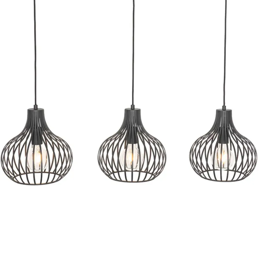 QAZQA hanglampen saffira zwart e27