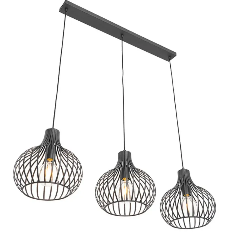 QAZQA hanglampen saffira zwart e27