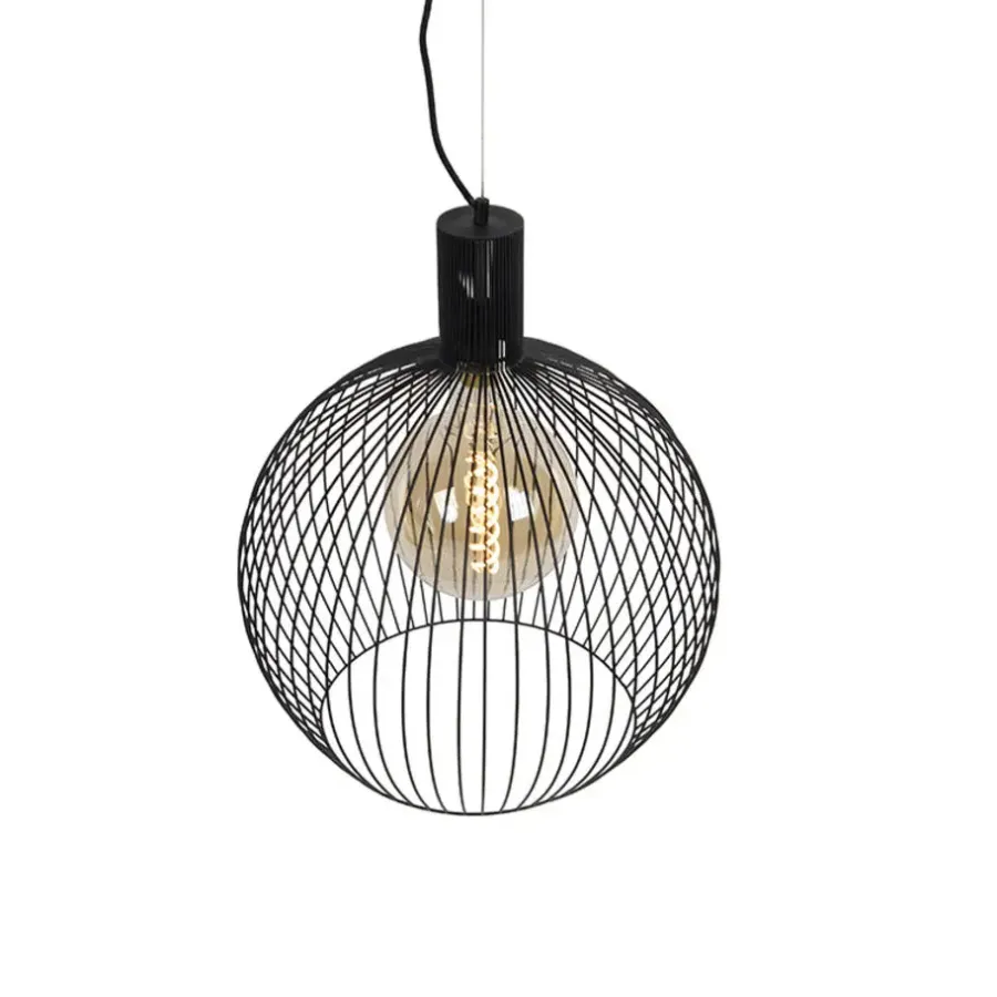 Hanglampen-QAZQA hanglampen wire zwart e27