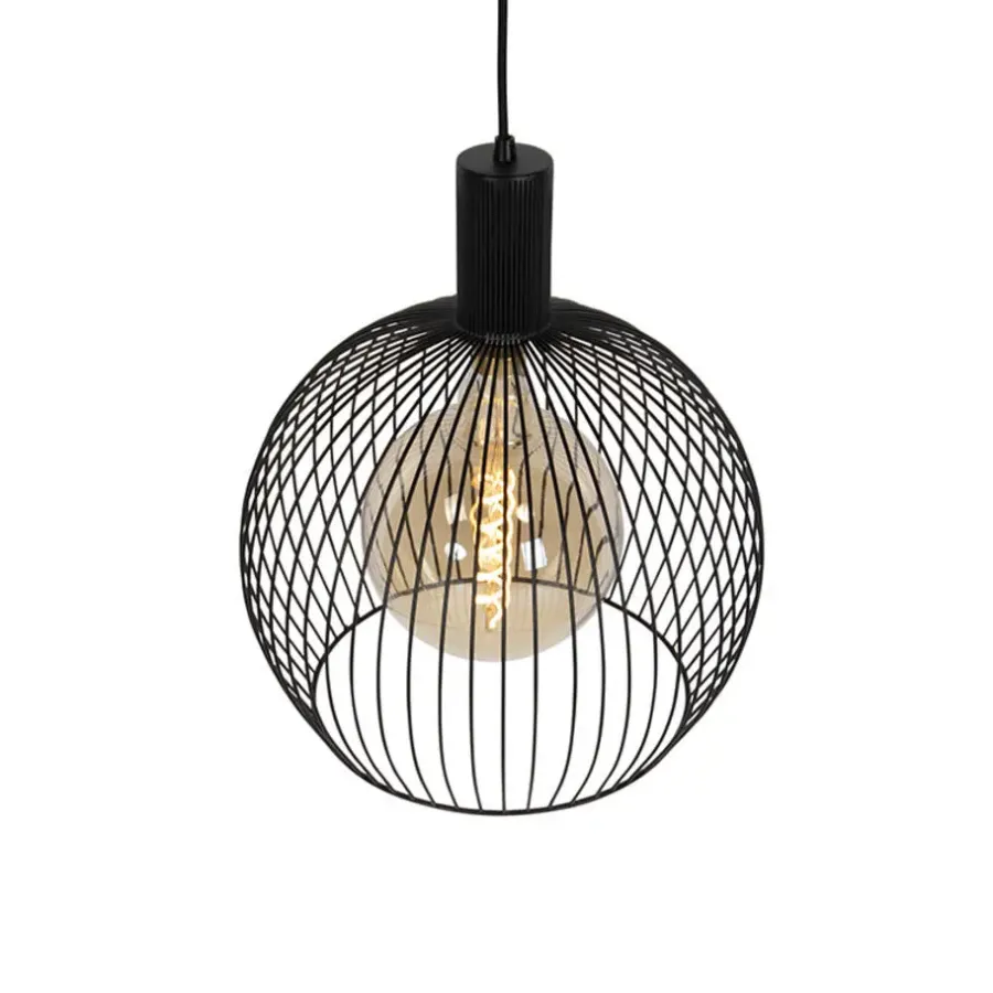 Hanglampen-QAZQA hanglampen wire zwart e27