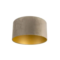 QAZQA lampenkappen cilinder velours taupe