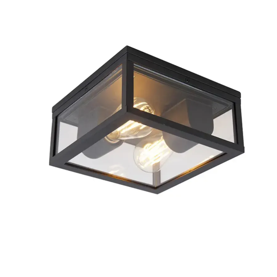 QAZQA plafondlampen buiten charlois zwart e27