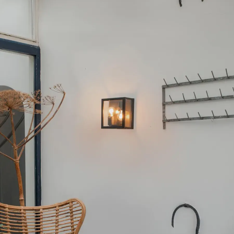 QAZQA plafondlampen buiten charlois zwart e27