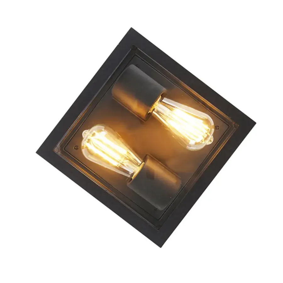 QAZQA plafondlampen buiten charlois zwart e27