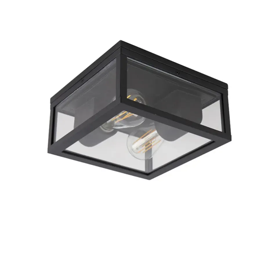 QAZQA plafondlampen buiten charlois zwart e27