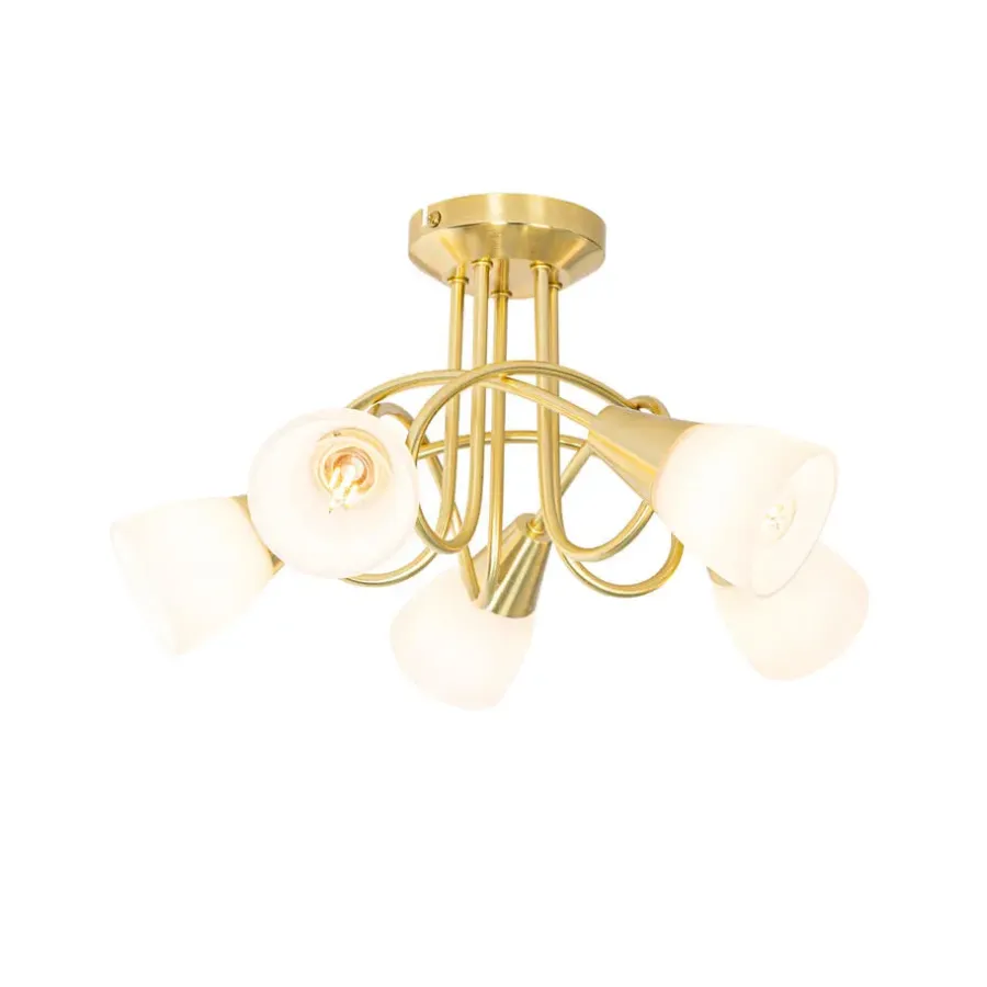 QAZQA plafondlampen inez goudkleurig e14