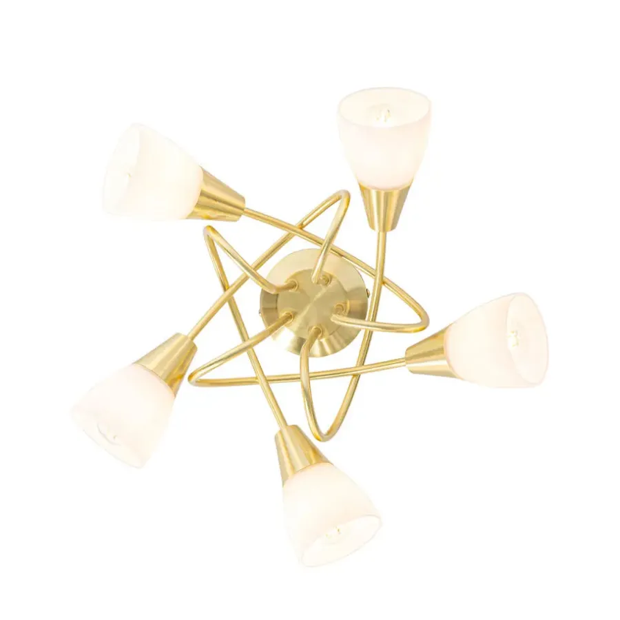 QAZQA plafondlampen inez goudkleurig e14