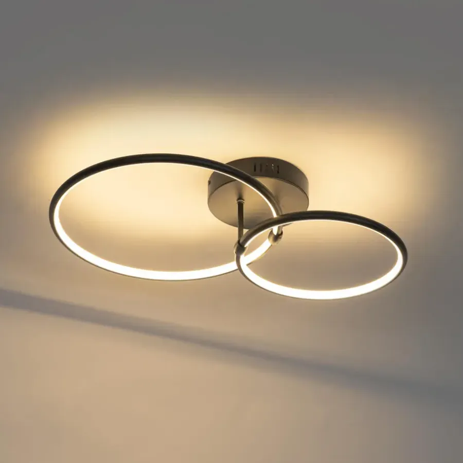 QAZQA plafondlampen joaniqa zwart geïntegreerde led