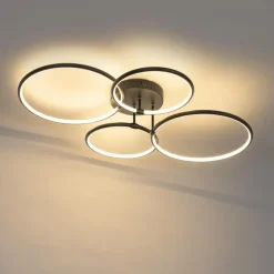 QAZQA plafondlampen joaniqa zwart geïntegreerde led