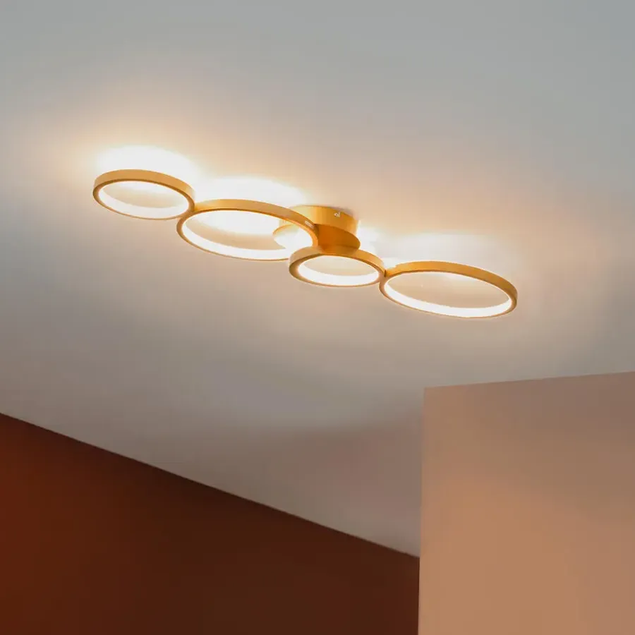 Plafondlampen-QAZQA plafondlampen lupolo goudkleurig geïntegreerde led