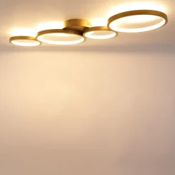 Plafondlampen-QAZQA plafondlampen lupolo goudkleurig geïntegreerde led