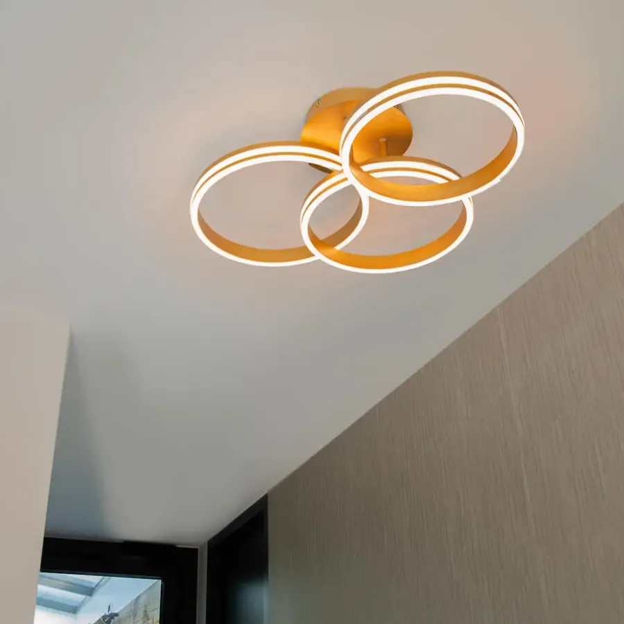Plafondlampen-QAZQA plafondlampen navara goudkleurig geïntegreerde led