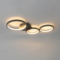QAZQA plafondlampen pande zwart geïntegreerde led