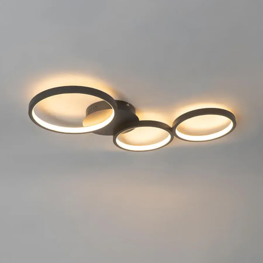 QAZQA plafondlampen pande zwart geïntegreerde led