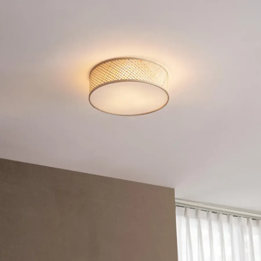 Plafondlampen-QAZQA plafondlampen tremmo crème e27
