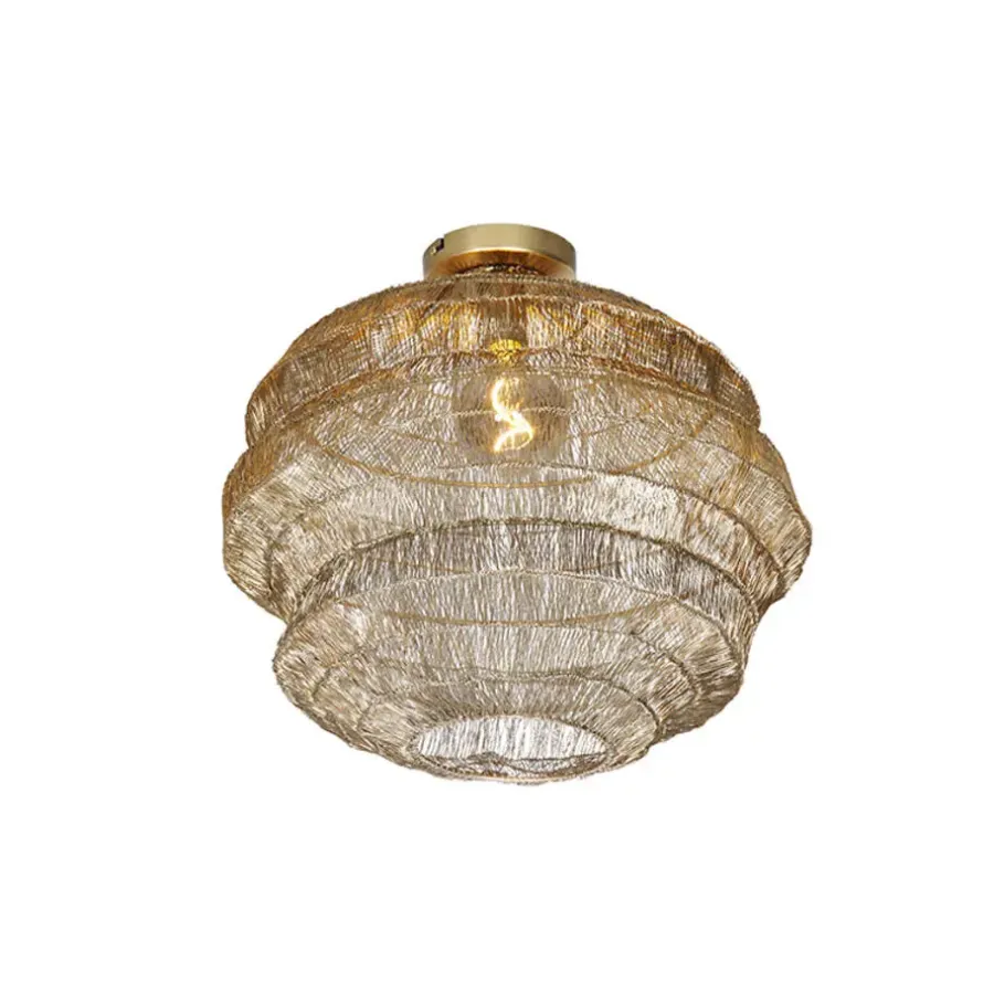 QAZQA plafondlampen vadi goudkleurig e27