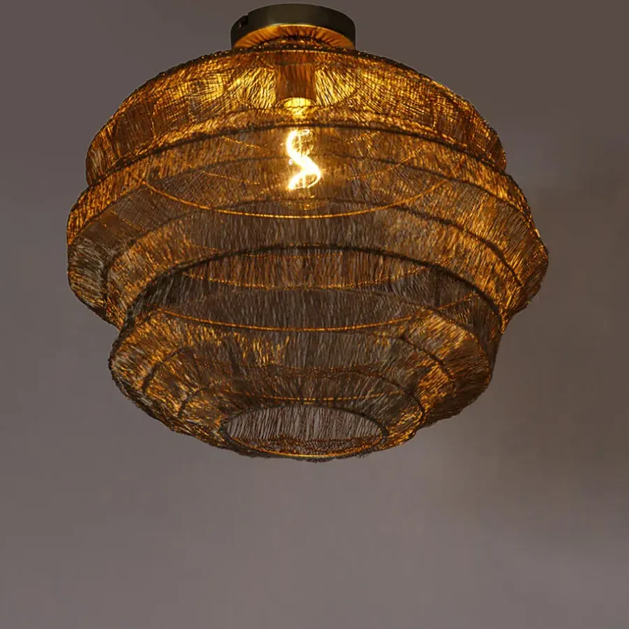 QAZQA plafondlampen vadi goudkleurig e27