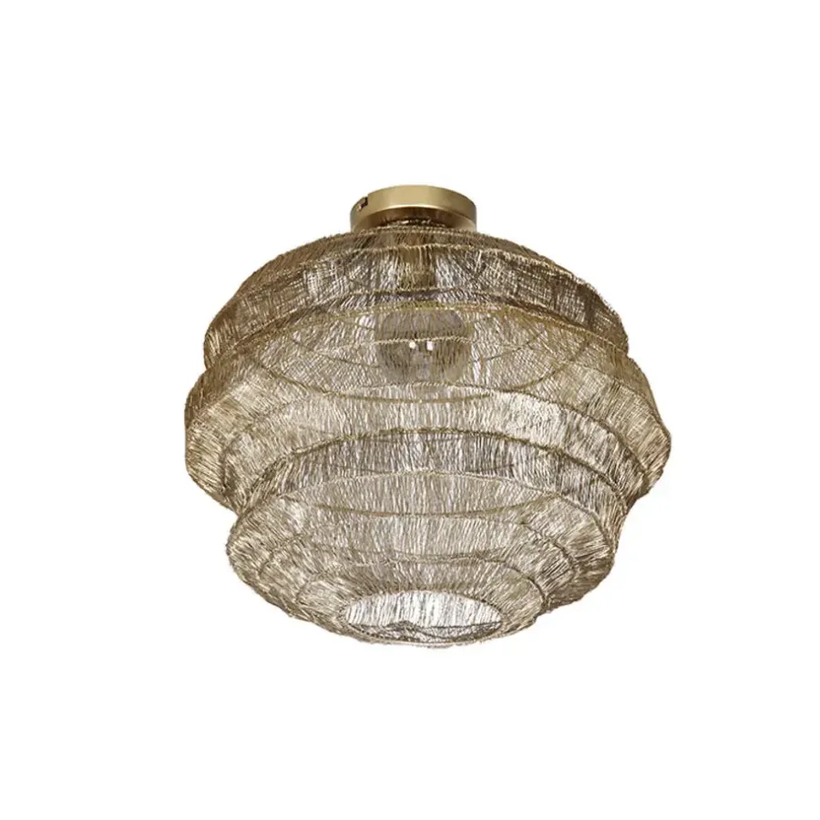 QAZQA plafondlampen vadi goudkleurig e27