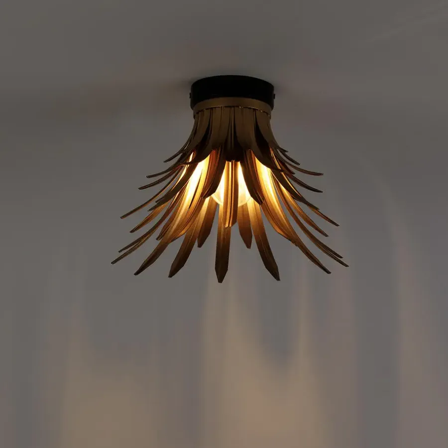 Plafondlampen-QAZQA plafondlampen wesley goudkleurig e27