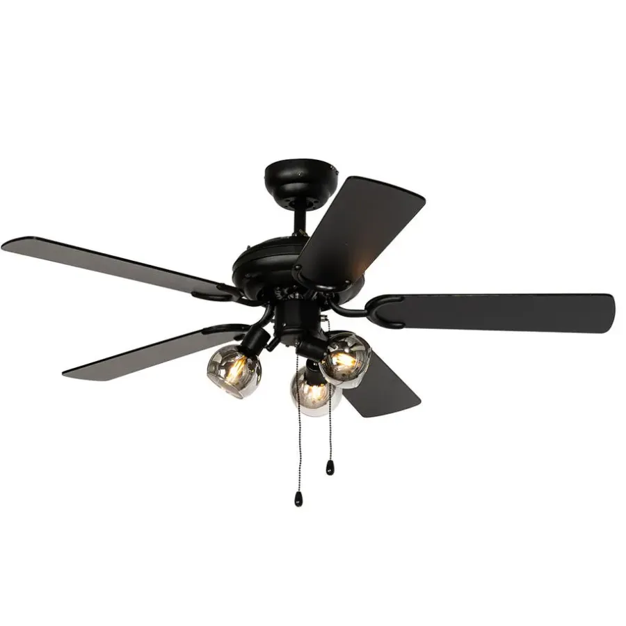 QAZQA plafondventilatoren mistral zwart e14