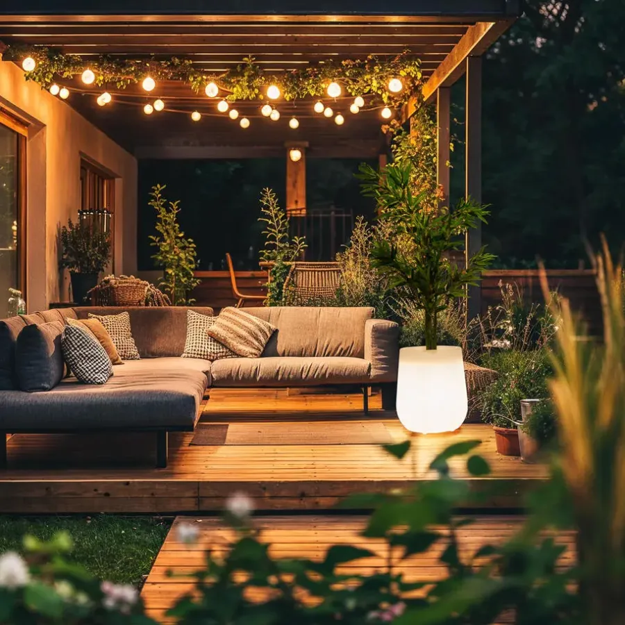 Staande Lampen-QAZQA staande buitenlampen flowerpot wit e27